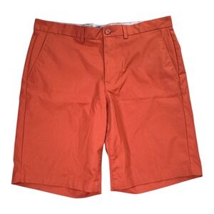 George Mens Red Orange Flat Front Chino Shorts‎ Size 34 Casual Summer Cotton
